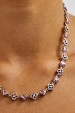 Heart & Iced Motif Gem Chain - 6mm - White