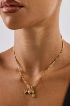 Heart Triple Motif Necklace - 12mm - Gold