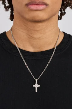Iced Baguette Cross Micro Cuban Necklace - 3mm