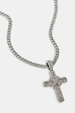 Iced Baguette Cross Micro Cuban Necklace - 3mm
