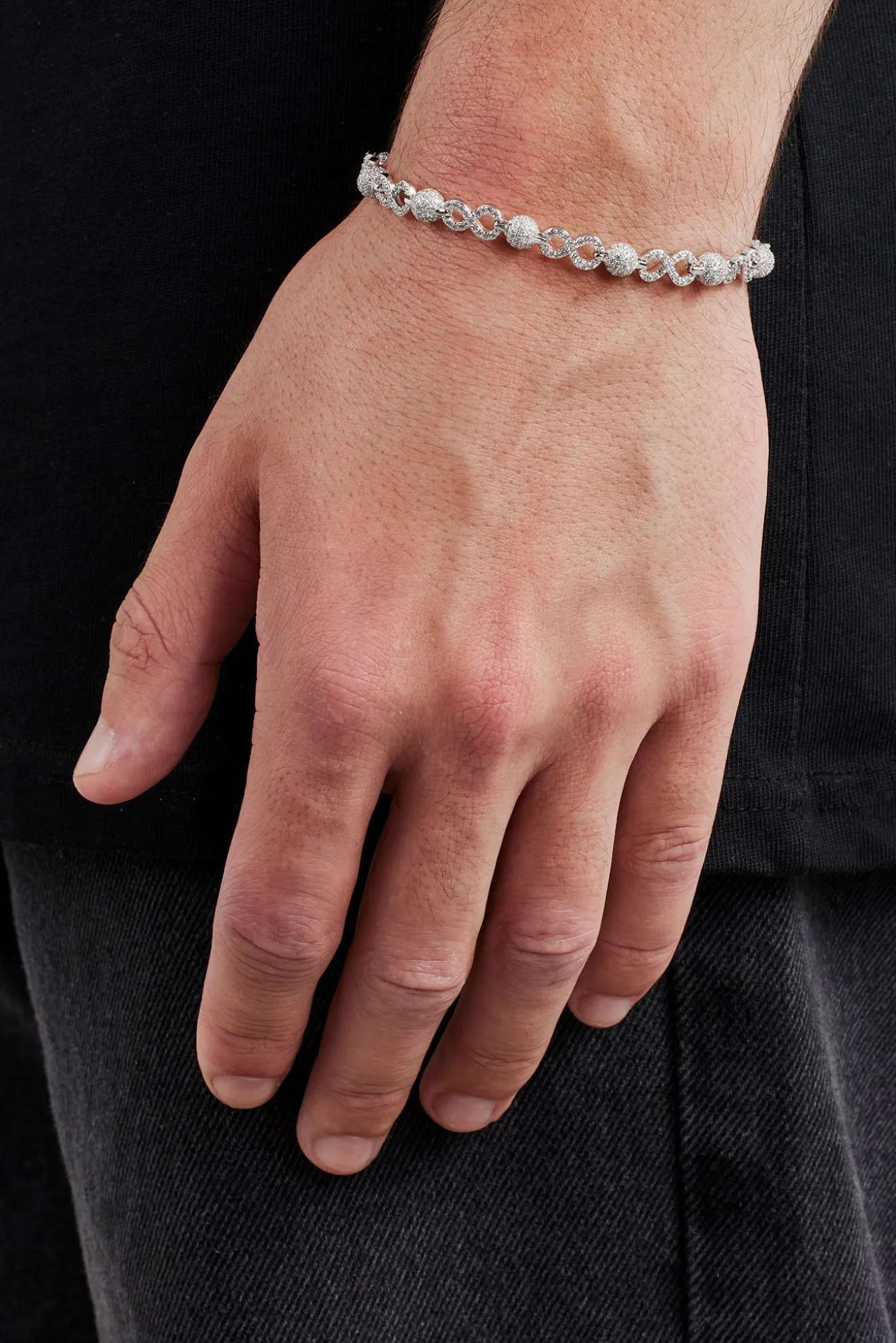 Iced Ball & Infinity Link Bracelet - 6mm