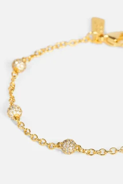 Iced Ball Rolo Bracelet - 4mm - Gold