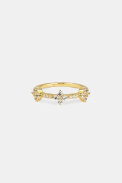 Iced Band Flower Ring - 6mm