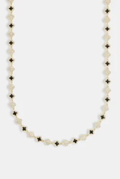 Iced & Black Enamel Motif Chain - 8mm