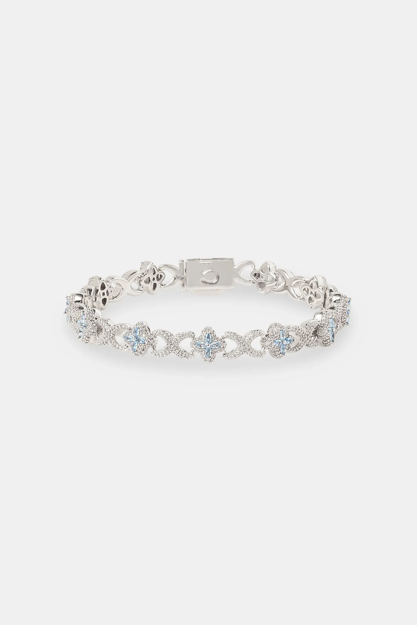 Iced Blue Baguette Motif Infinity Bracelet - 10mm