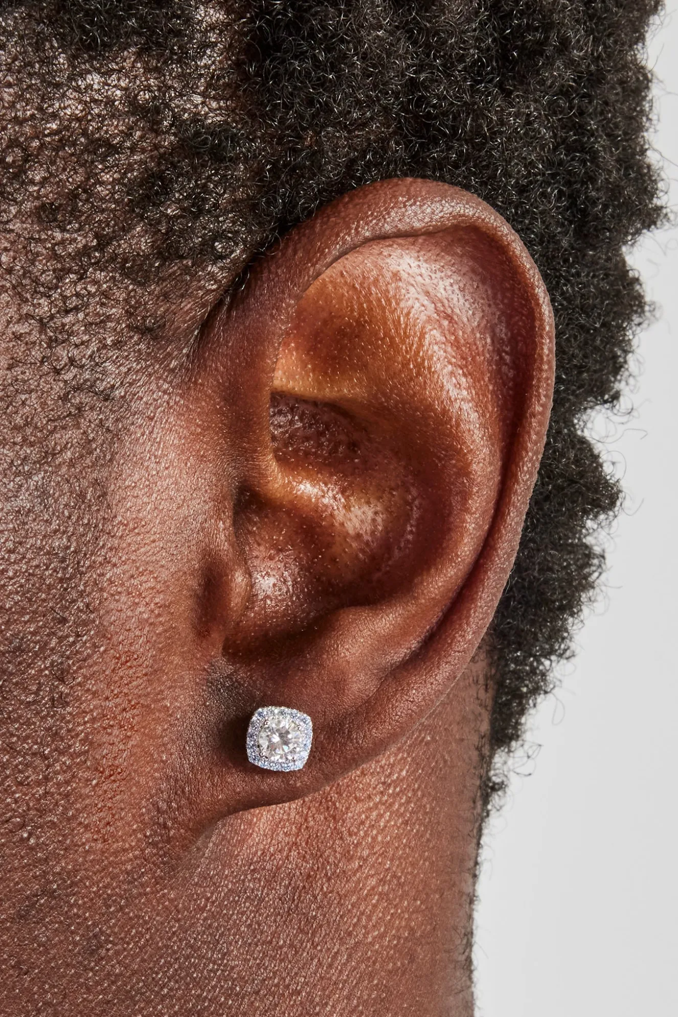 Iced Blue Edge Cluster Stud Earrings - 7mm