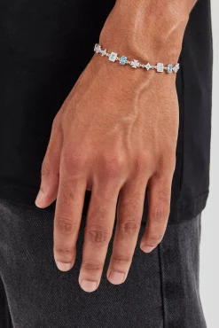Iced Blue Gemstone & Motif Bracelet - 6mm