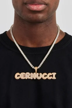 Iced Bubble Font Letter Pendant - 20mm - Gold