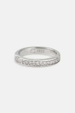 Iced Center Band Ring - 3.5mm - White