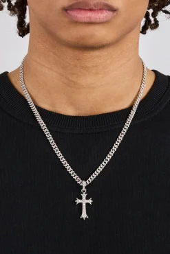 Iced Chunky Cross Iced Cuban Necklace - 5mm