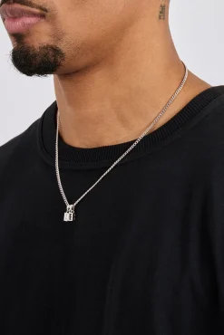 Iced Clear & Black Double Pendant Necklace - 6mm