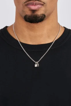 Iced Clear & Black Double Pendant Necklace - 6mm