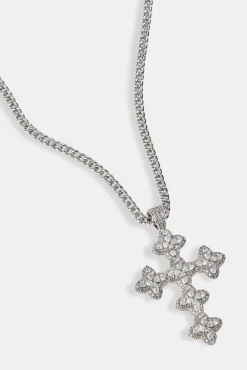 Iced Cross Motif Cuban Necklace- 3mm