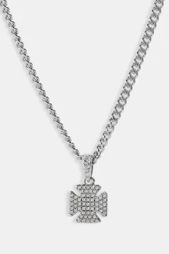 Iced Cross Motif Cuban Necklace - 10mm