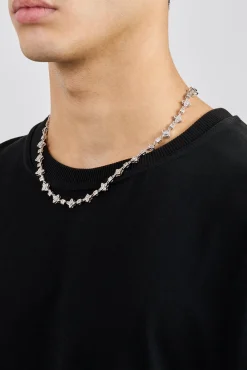 Iced Cross Motif & Square Stone Chain - 8mm