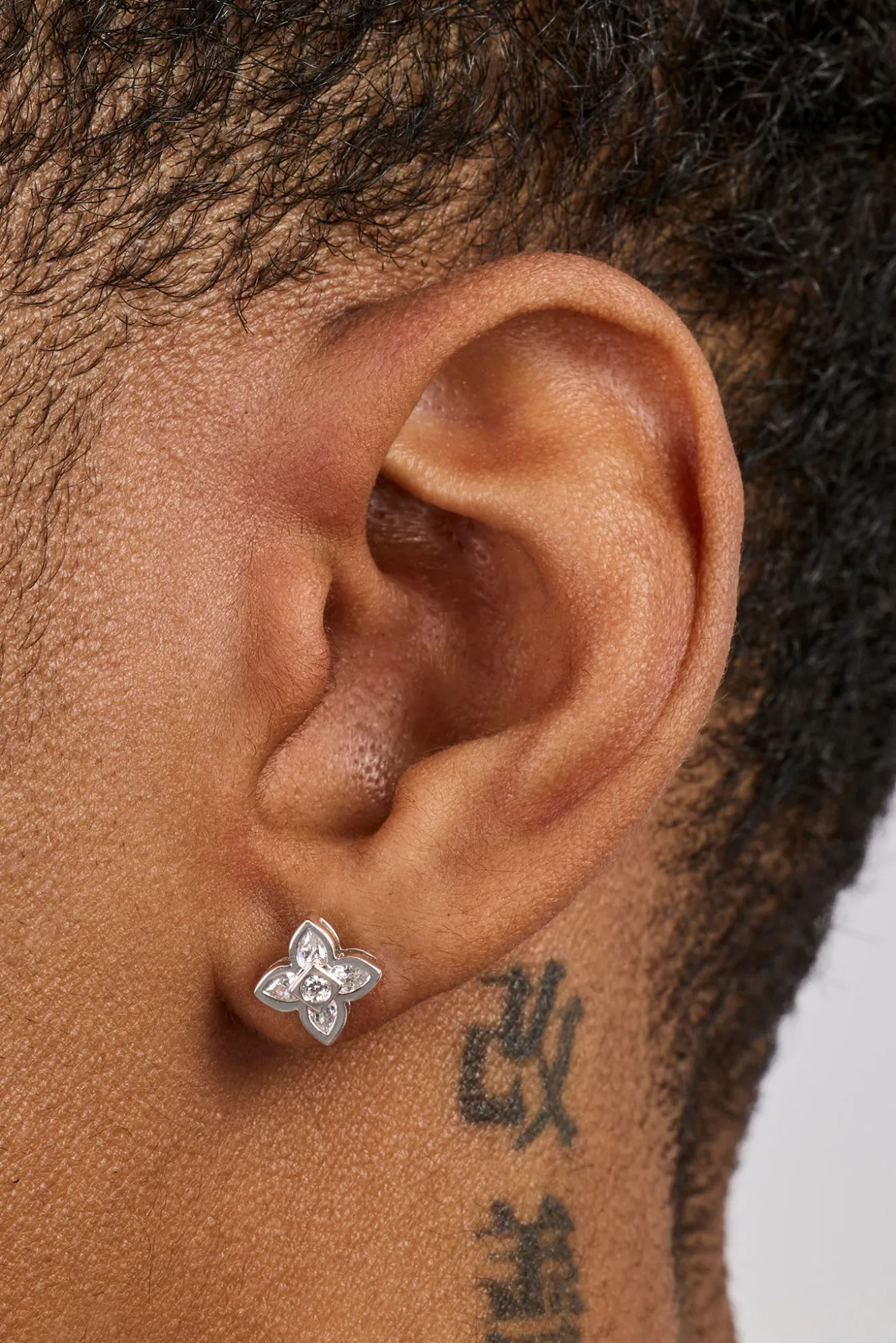 Iced Cross Motif Stone Stud Earrings - 8mm