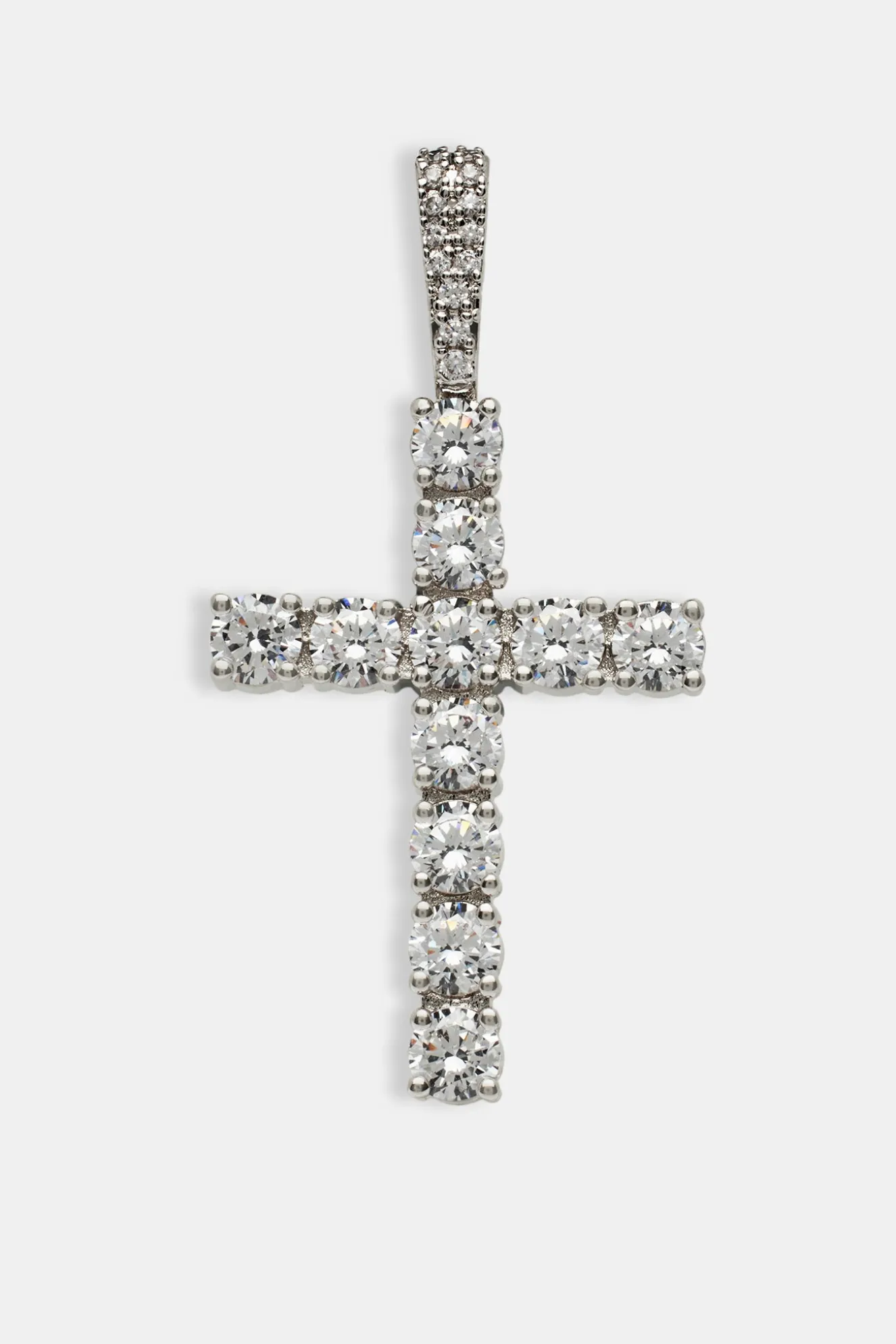 Iced Cross Pendant - 30mm - White