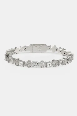 Iced Cross & Stone Bracelet - 6mm