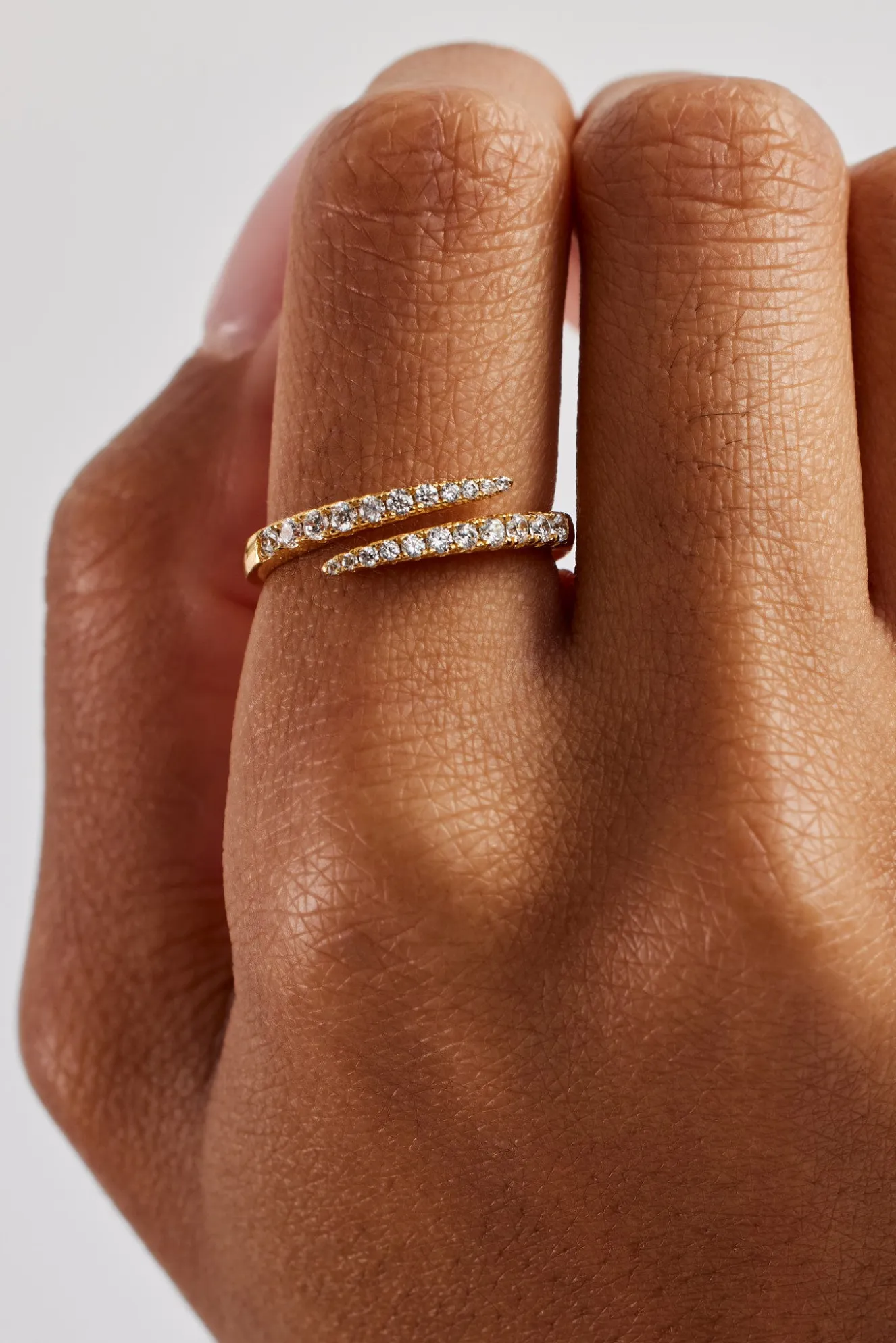 Iced CZ Wrap Ring - 7mm - Gold