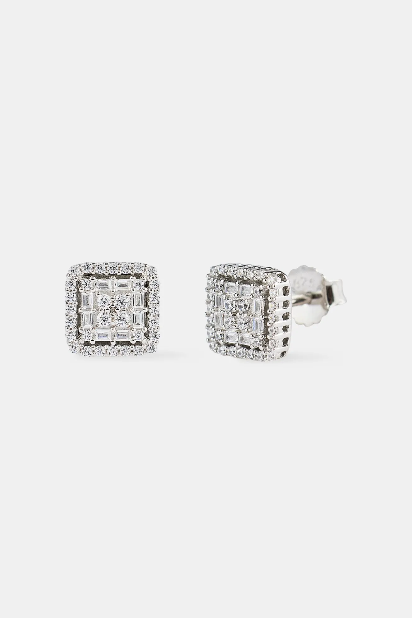 Iced Edge Square Stud Earrings - 8mm