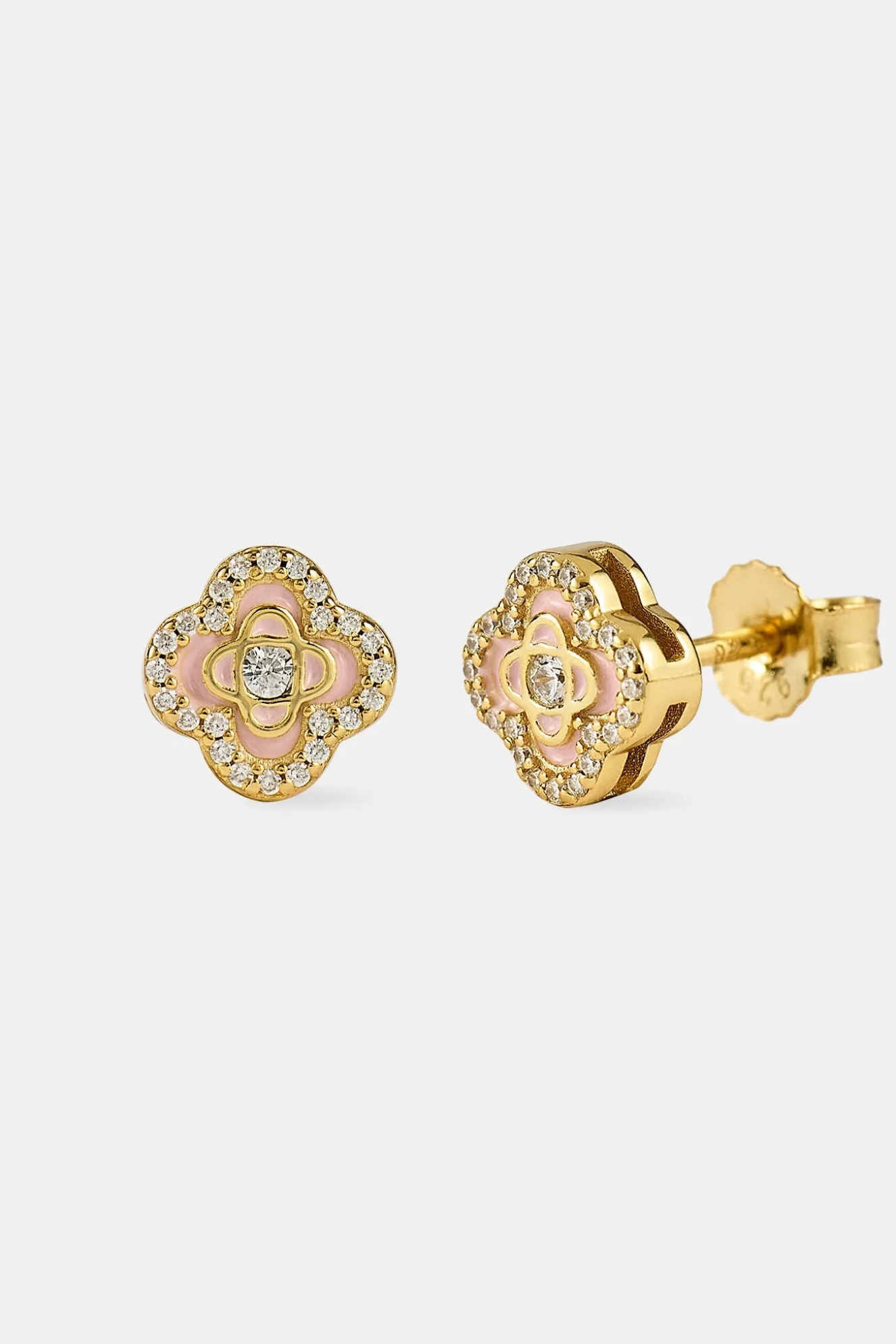 Iced Enamel Stud Earrings - 10mm - Gold