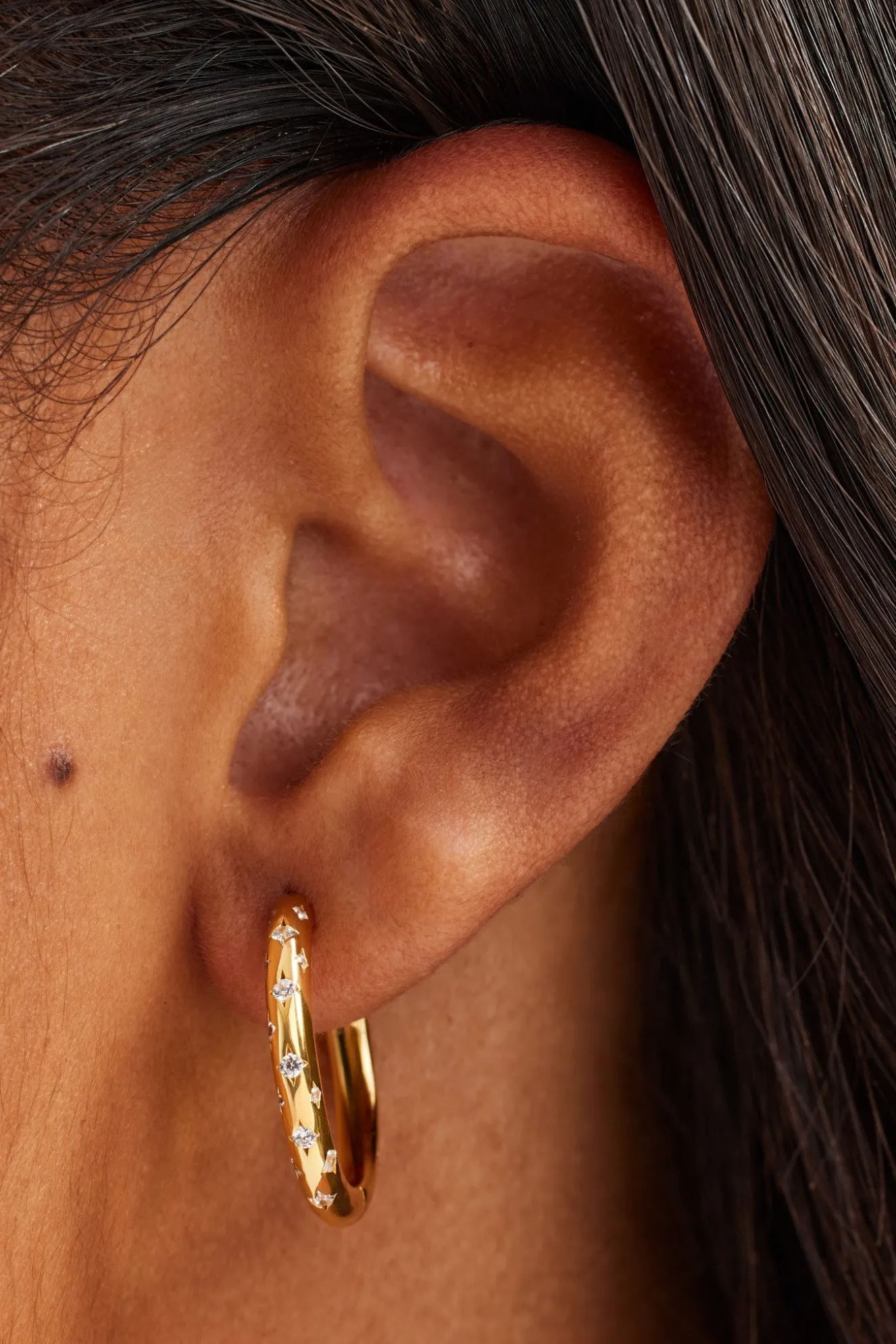 Iced Gemstone Hoop Earrings - 20mm