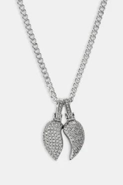 Iced Heartbreak Pendant Necklace - 15mm - White