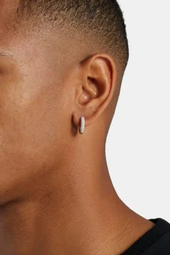 Iced Hoop Earrings - 15mm - White