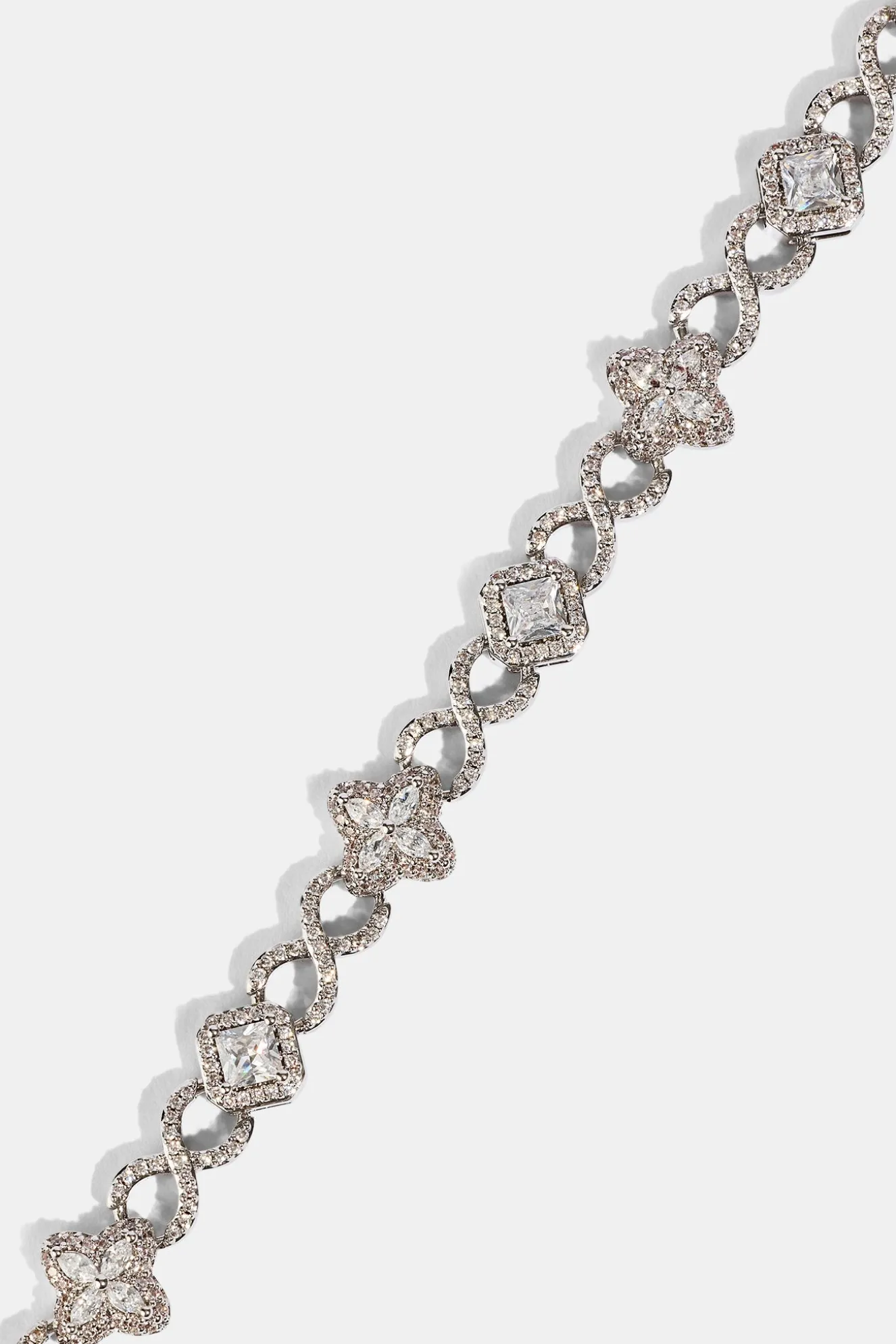 Iced Infinity & Motif Bracelet - 6mm - White