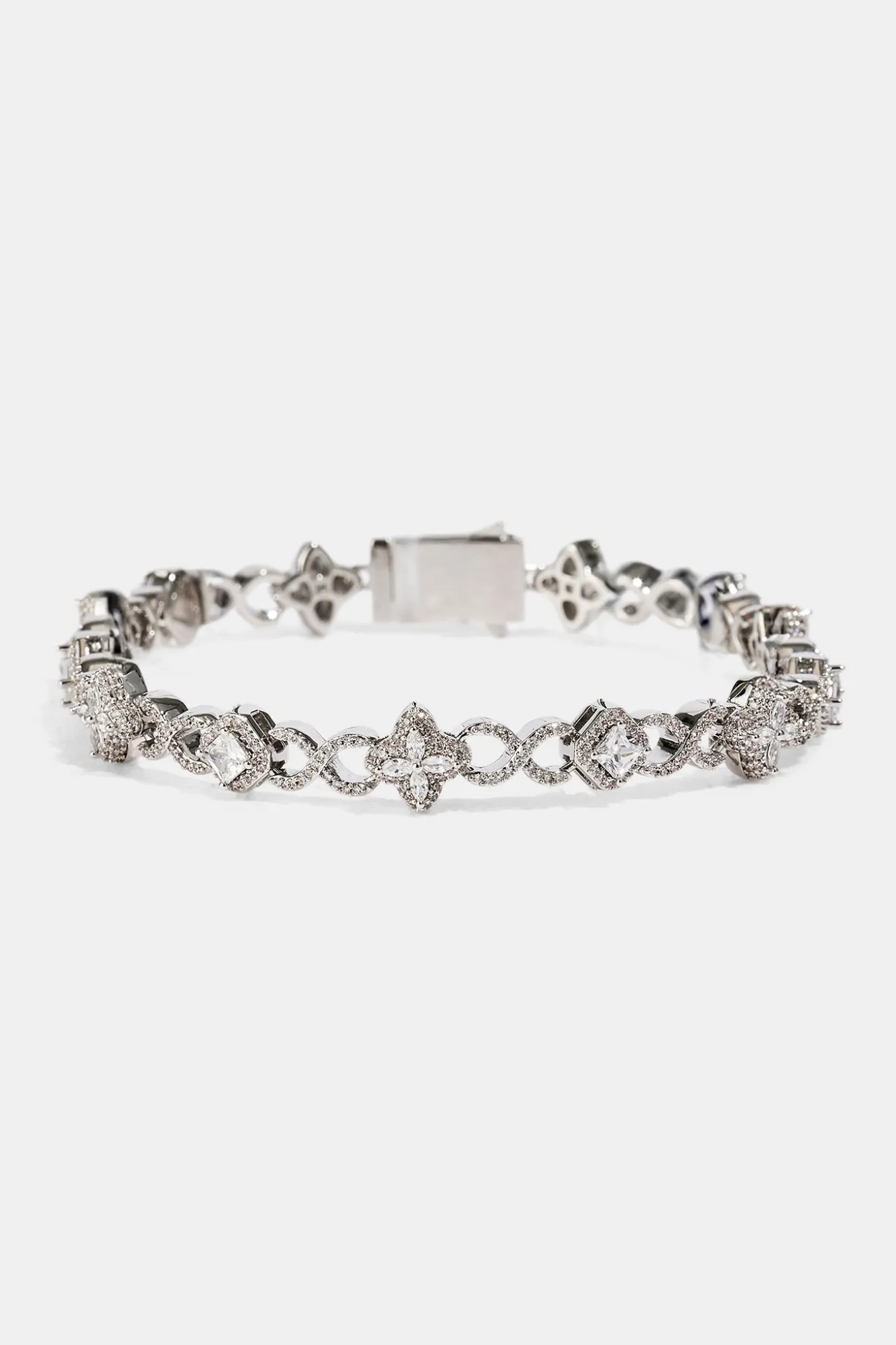 Iced Infinity & Motif Bracelet - 6mm - White