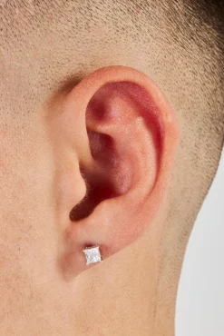 Iced Micro Square Stud Earrings - 4mm
