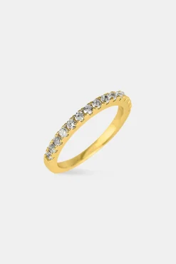 Iced Micro Tennis Ring - 2mm - Gold