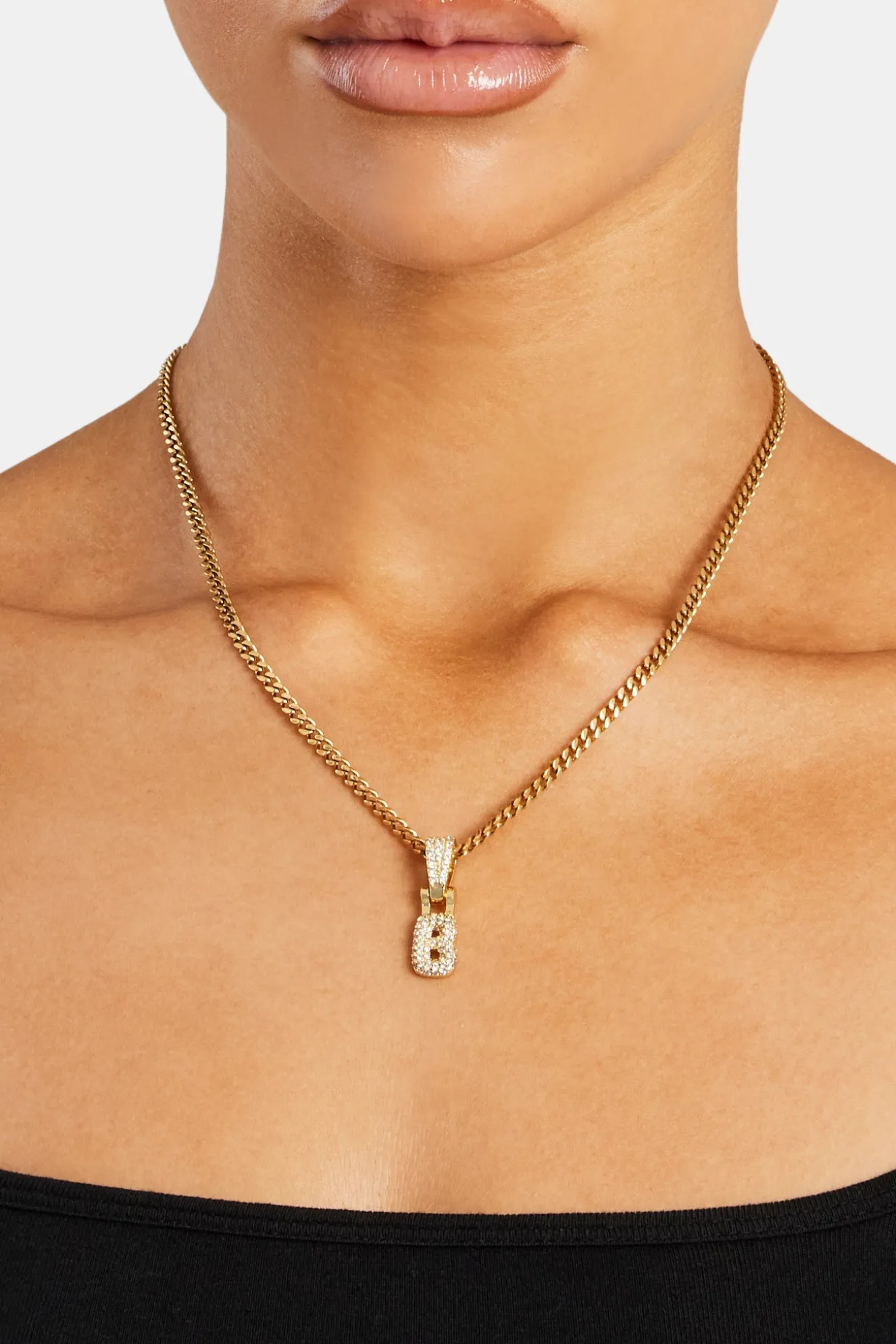 Iced Mini Bubble Pendant & Micro Cuban Chain - Gold