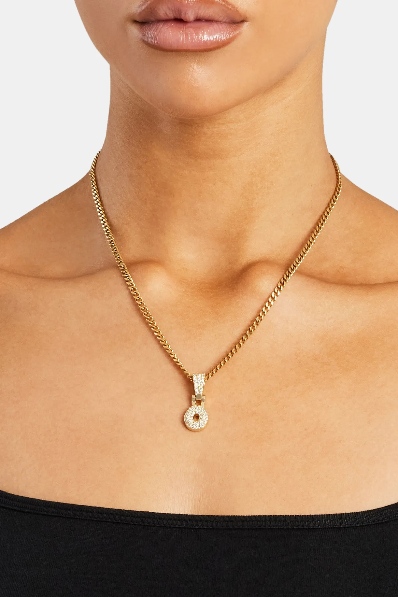 Iced Mini Bubble Pendant & Micro Cuban Chain - Gold