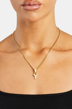 Iced Mini Bubble Pendant & Micro Cuban Chain - Gold