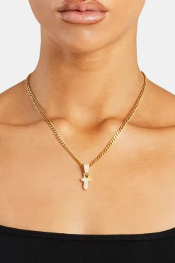 Iced Mini Bubble Pendant & Micro Cuban Chain - Gold