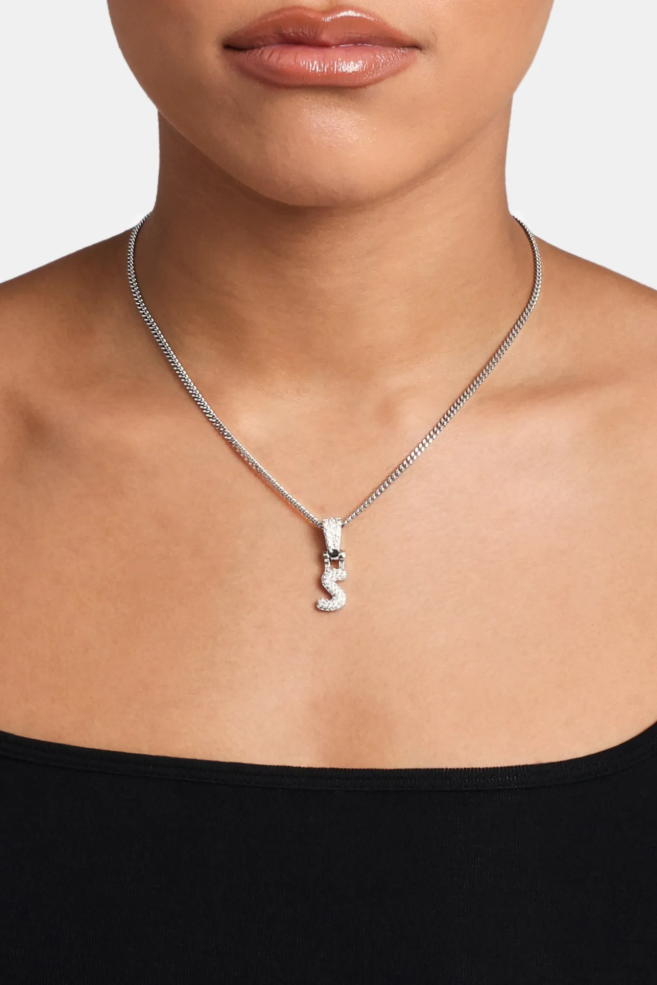 Iced Mini Bubble Pendant & Micro Cuban Chain - White