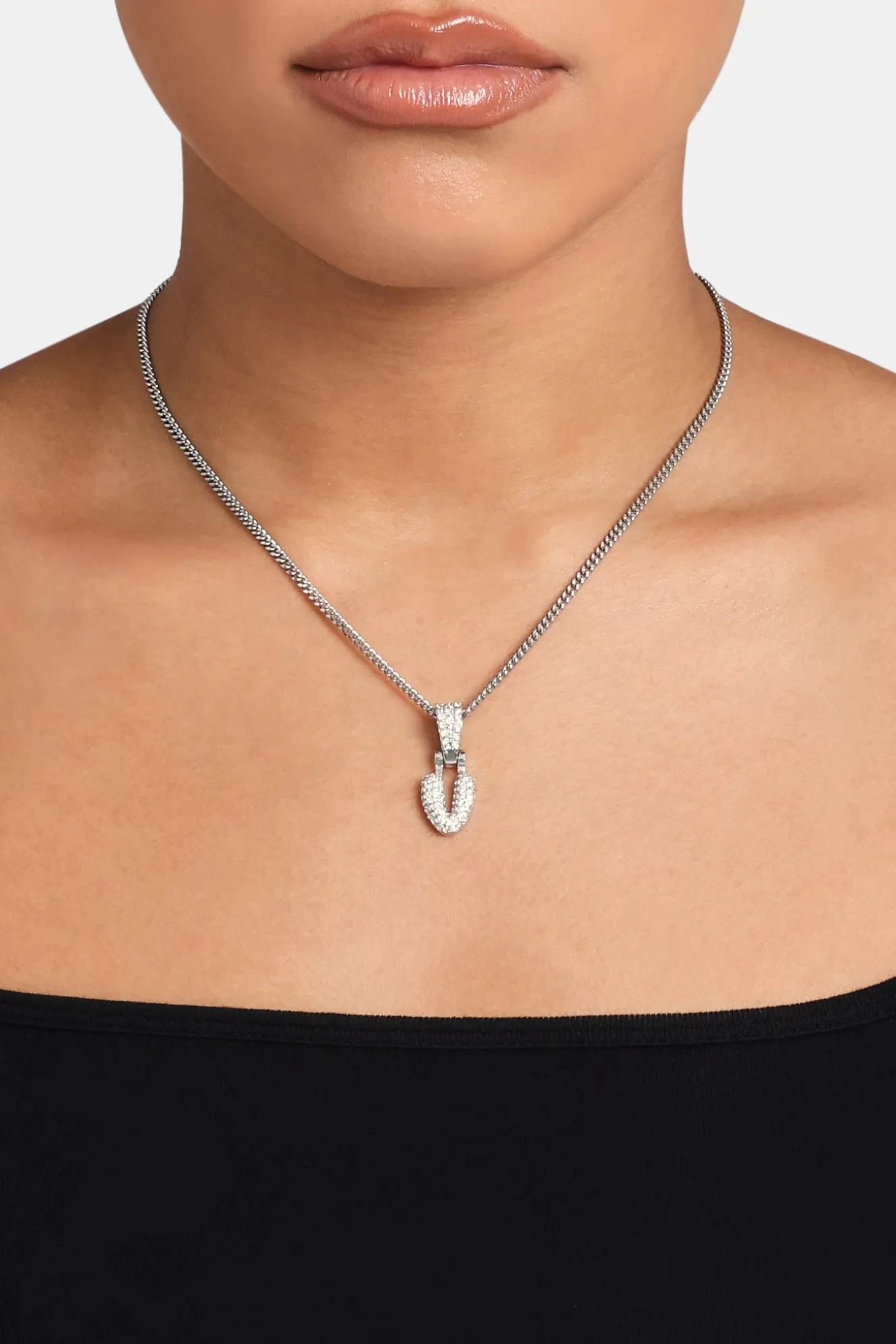 Iced Mini Bubble Pendant & Micro Cuban Chain - White