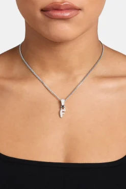 Iced Mini Bubble Pendant & Micro Cuban Chain - White