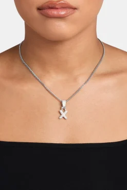 Iced Mini Bubble Pendant & Micro Cuban Chain - White