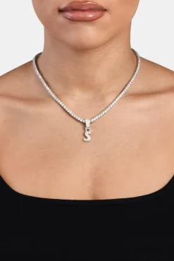 Iced Mini Bubble Pendant & Tennis Chain - White 3mm