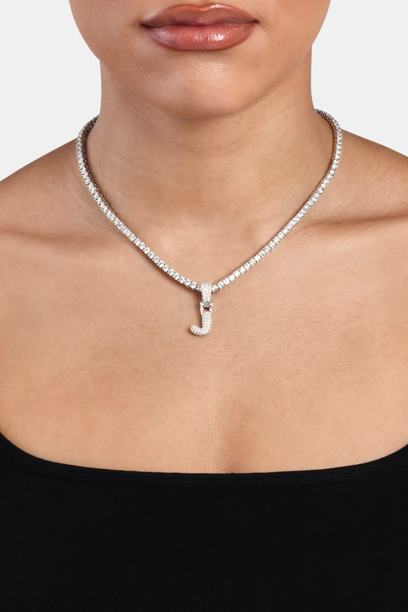 Iced Mini Bubble Pendant & Tennis Chain - White 3mm