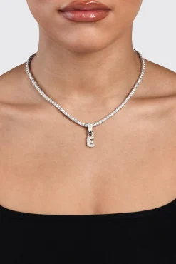 Iced Mini Bubble Pendant & Tennis Chain - White 3mm