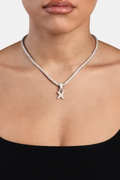 Iced Mini Bubble Pendant & Tennis Chain - White 3mm