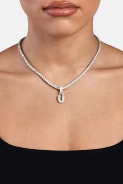 Iced Mini Bubble Pendant & Tennis Chain - White 3mm