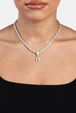 Iced Mini Bubble Pendant & Tennis Chain - White 3mm