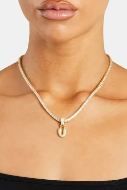 Iced Mini Bubble Pendant & Tennis Chain - Gold 3mm