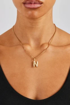 Iced Mixed Stone Letter Pendant - 25mm