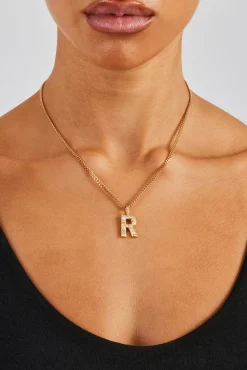 Iced Mixed Stone Letter Pendant - 25mm