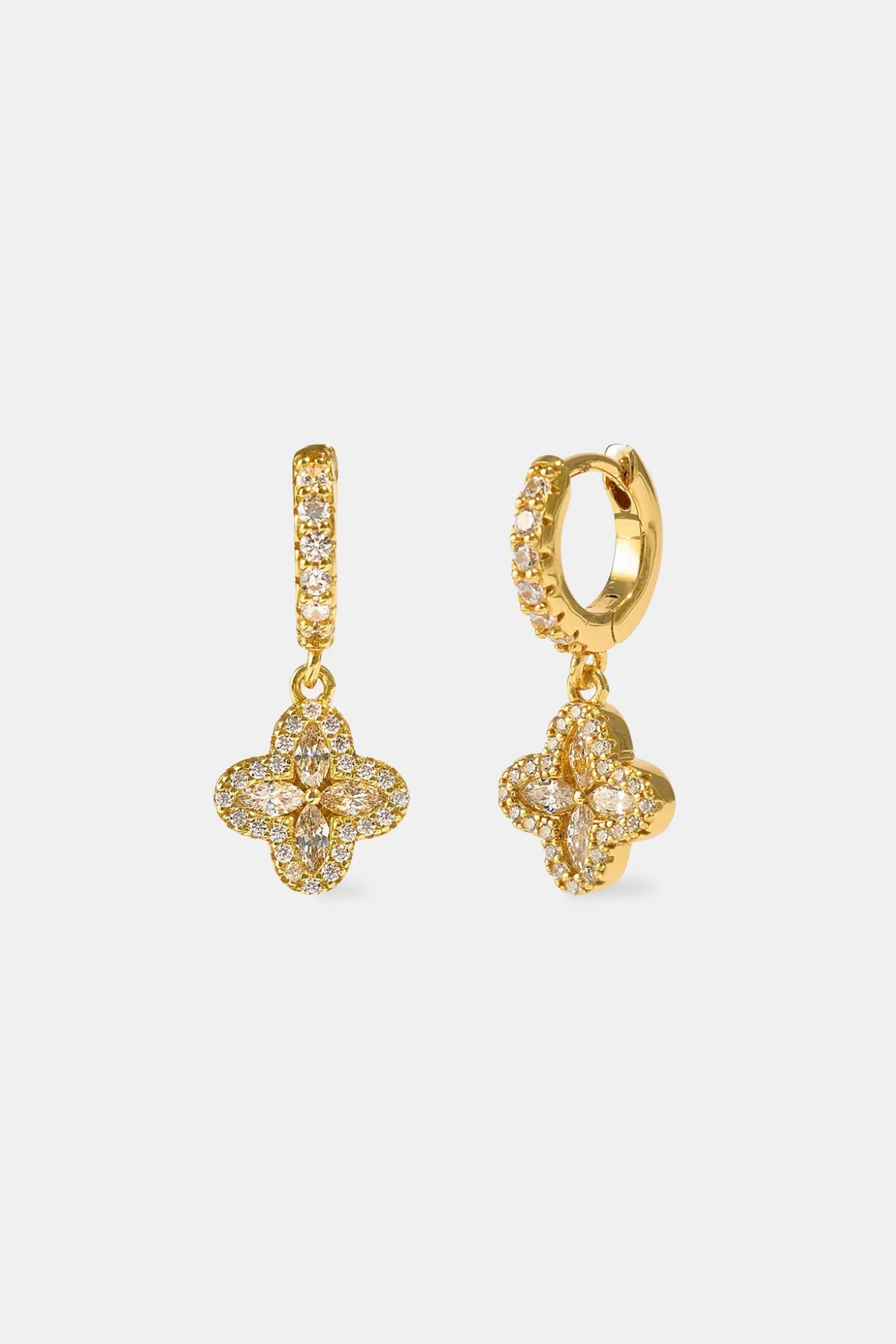 Iced Mother Of Pearl Drop Earrings - 10mm - Gold